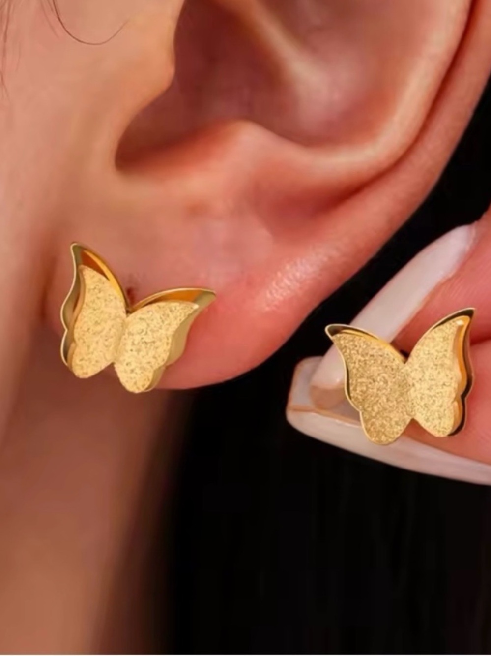 Gold Butterfly Stud Earrings